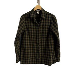 Duluth Women's XS Green Black Check Cotton Flannel Button Shirt
